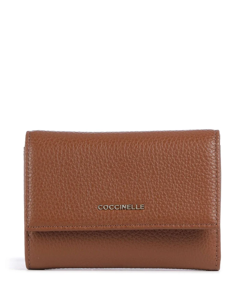 Coccinelle Metallic Soft Portefeuille cognac