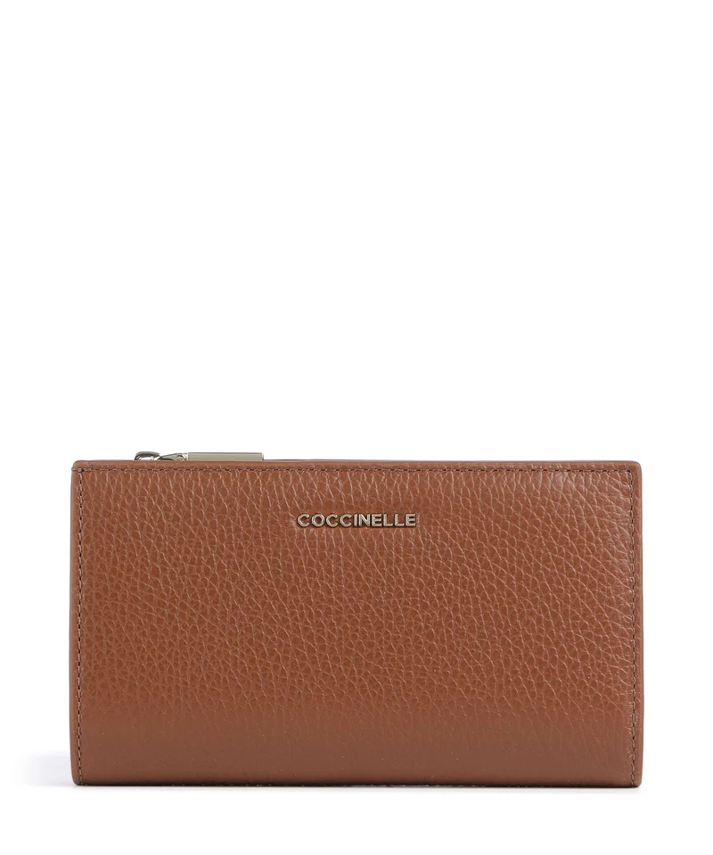 Coccinelle Metallic Soft Portefeuille cognac