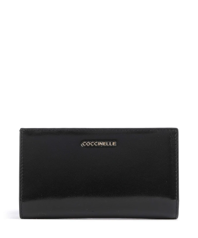 Coccinelle Metallic Shiny Smooth Portefeuille noir