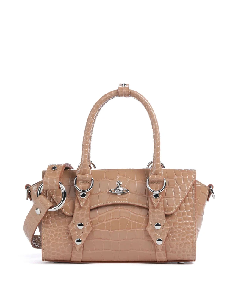 Vivienne Westwood Bettina Embossed Croc Mini Sac à main dusty pink