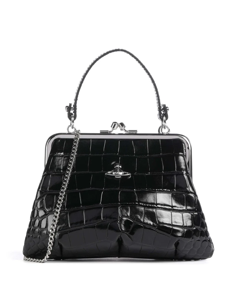 Vivienne Westwood Granny Frame Embossed Croc Sac à main black