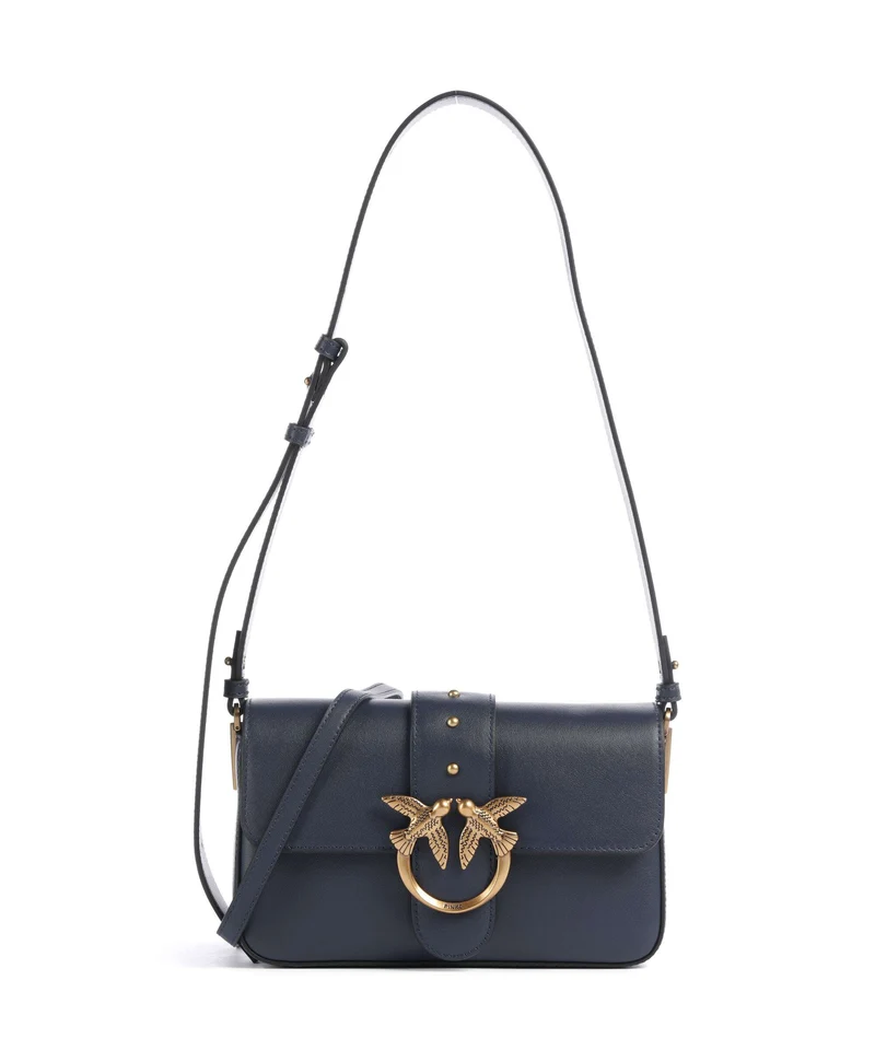 Pinko Love One Mini Slouchy Sac porté épaule blu indaco ombroso/antique gold