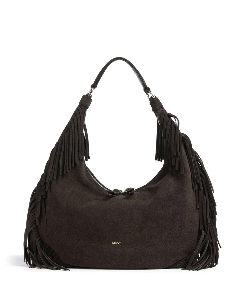 Abro Suede Nana Fringes Sac fourre-tout dark brown