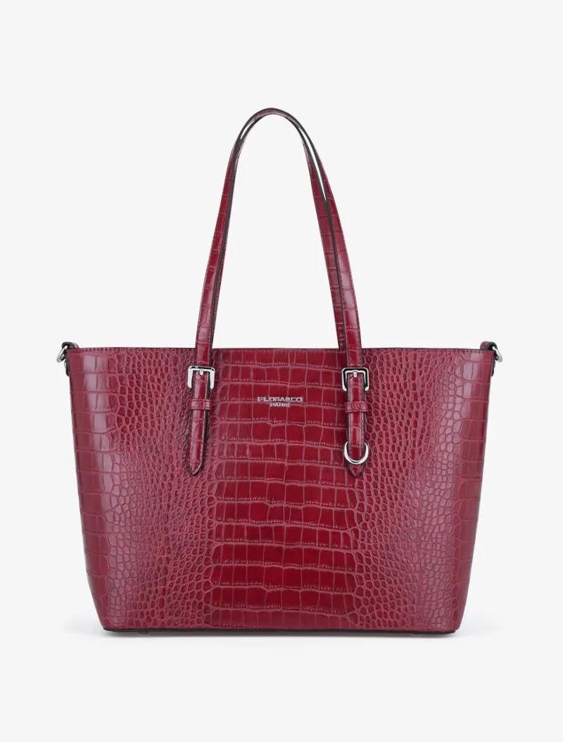 Sac cabas Nawelle imprimé croco - bordeaux