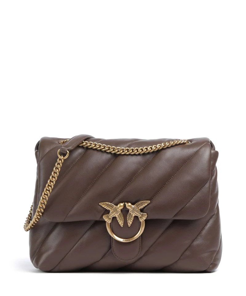 Pinko Love Puff Big Sac porté épaule marrone castano/antique gold