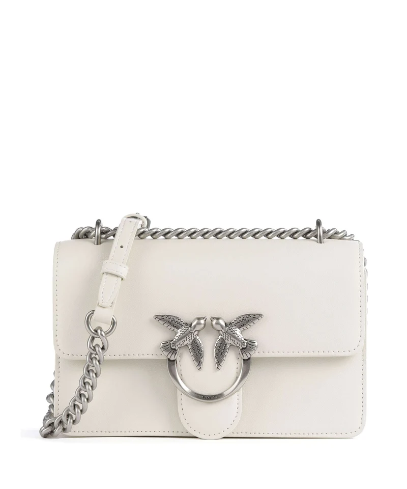 Pinko Love One Mini Sac porté épaule bianco seta/old silver