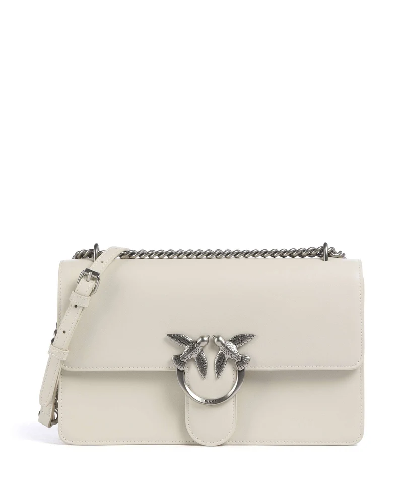 Pinko Love One Classic Sac porté épaule bianco seta/old silver