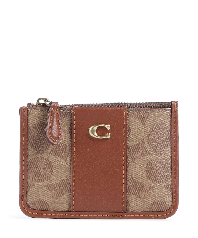 Coach Étui à cartes crédit tan caramel