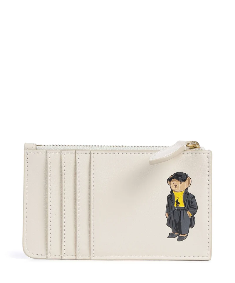 Polo Ralph Lauren Bear Holiday Étui à cartes crédit ivory