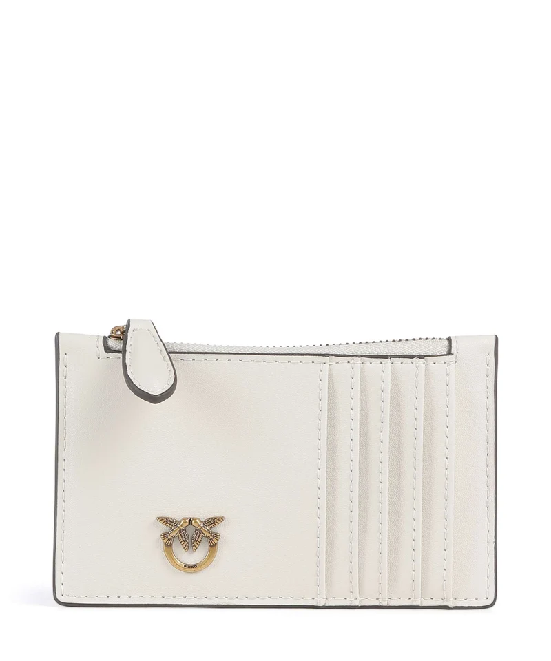 Pinko Airone Étui à cartes crédit bianco seta/antique gold