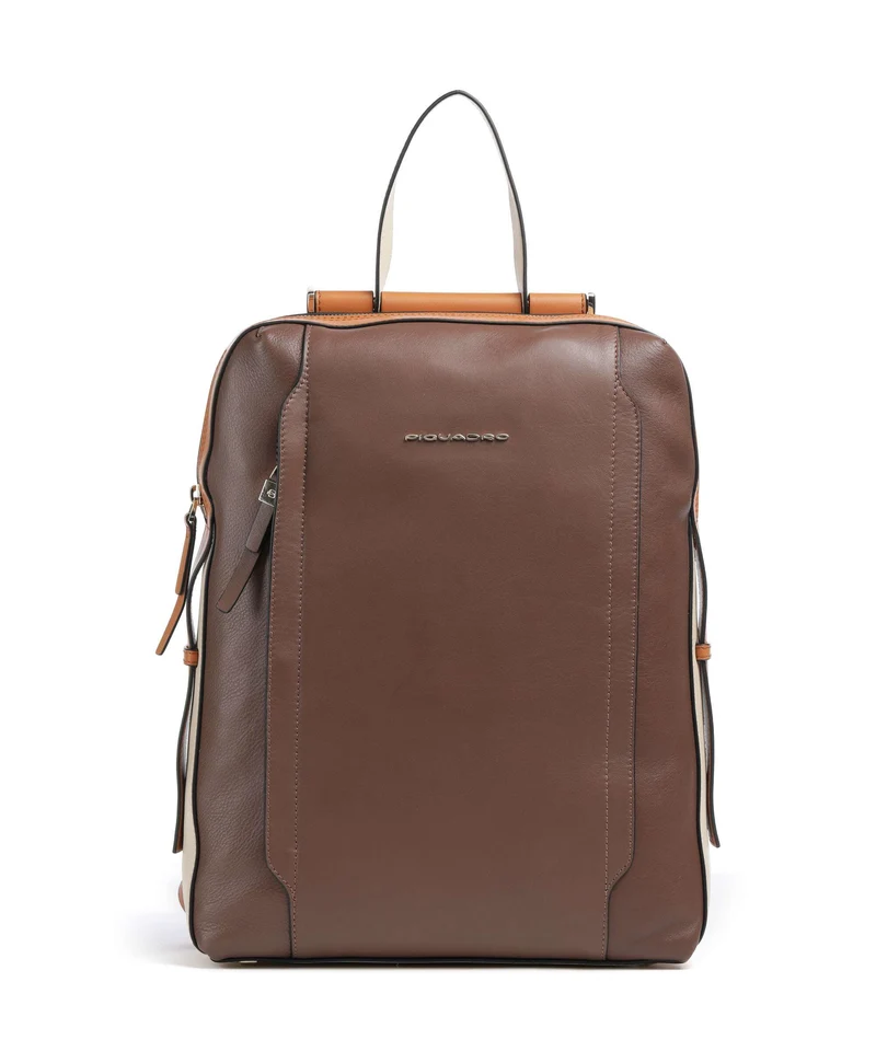 Piquadro Circle Sac à dos d'ordinateur marrone/beige