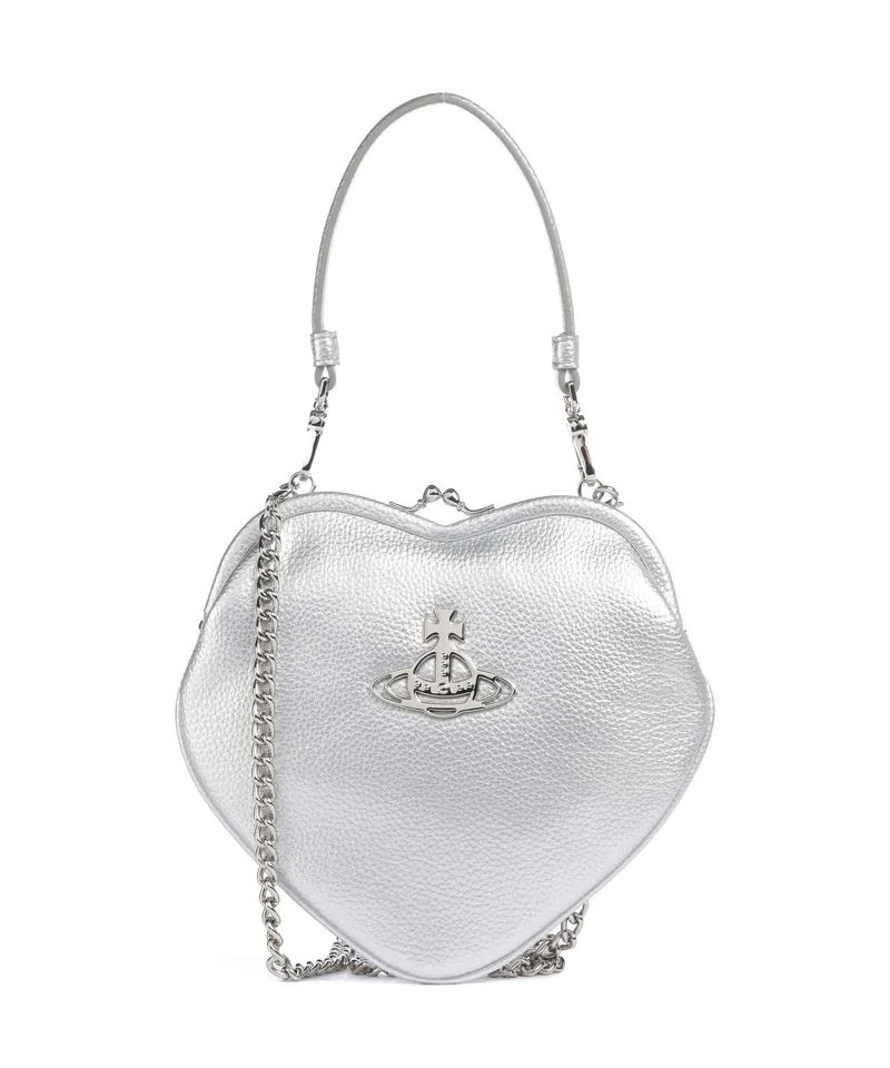 Vivienne Westwood Belle Heart Frame Re-Vegan Grain Sac porté épaule silver