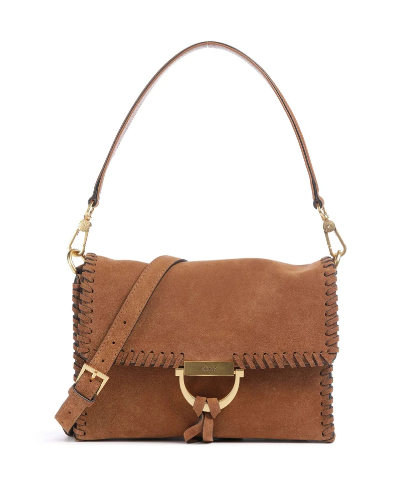 Abro Suede Temi Stitch Sac porté épaule cuoio