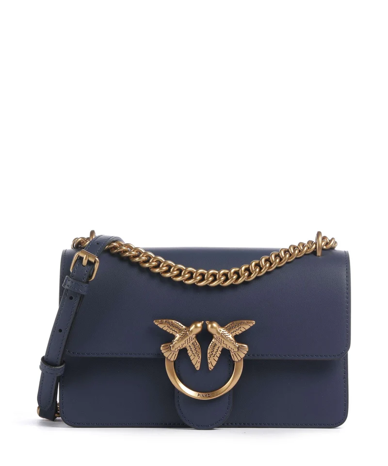 Pinko Love One Mini Sac porté épaule blu indaco ombroso/antique gold